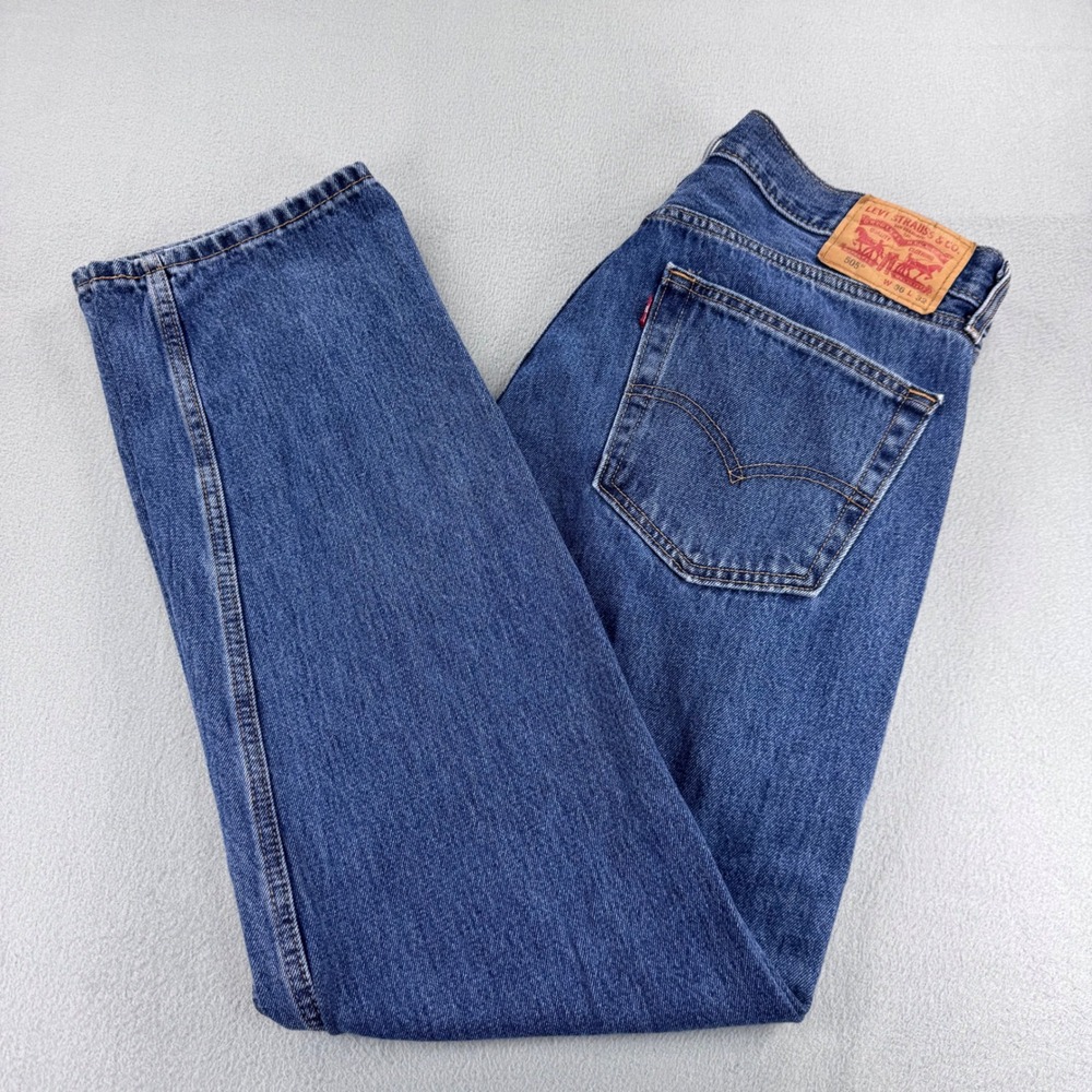 Levis 505 Regular Fit Straight Leg Blue Denim Jeans Mens 36x32 00505-4886